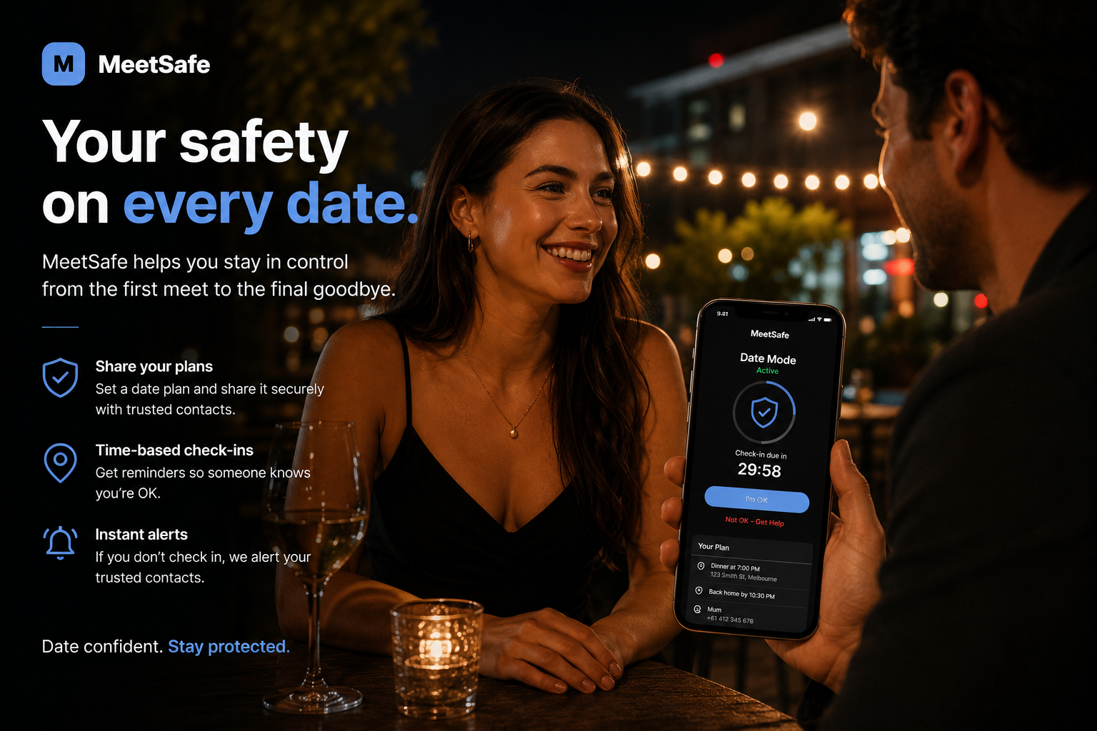 Your safety on every date. MeetSafe visual