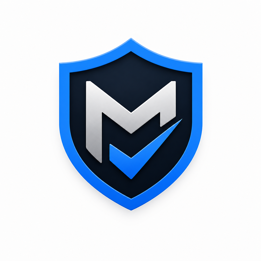 MeetSafe blue shield M check icon