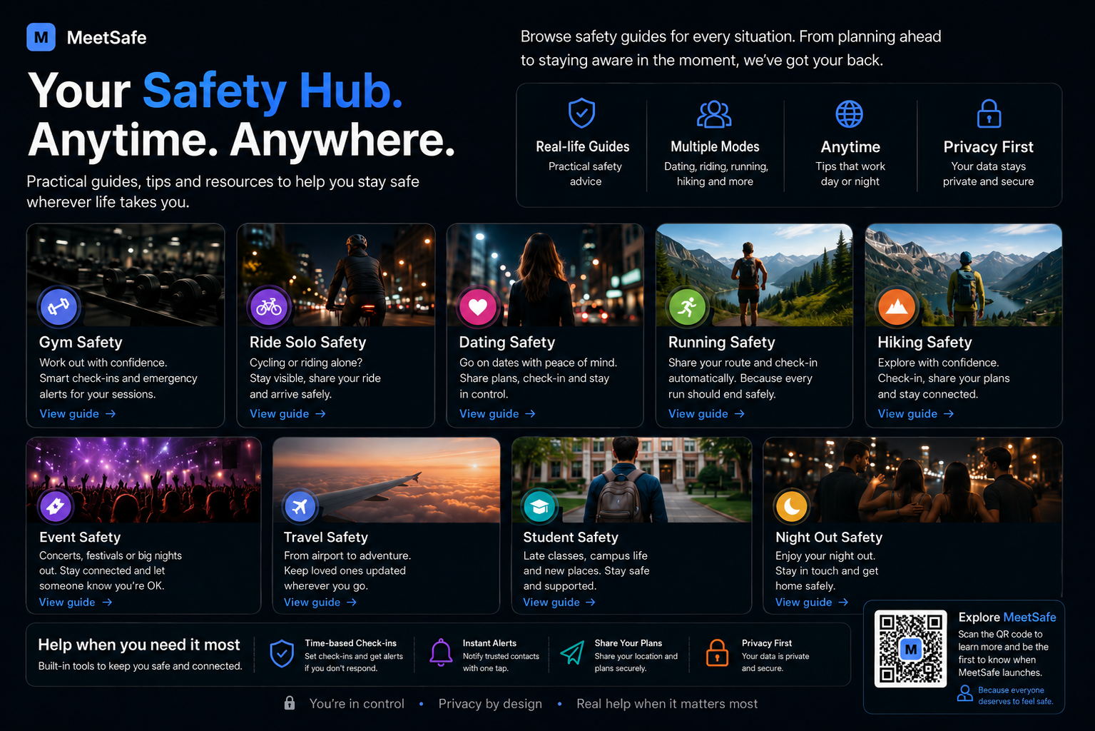 Ride solo with a check-in safety net. MeetSafe visual